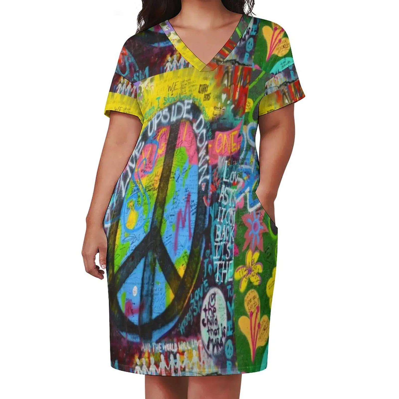 Graffiti Peace Wall Abito tascabile ampio Abiti eleganti abito da ospite di nozze 2025 abiti africani per donna