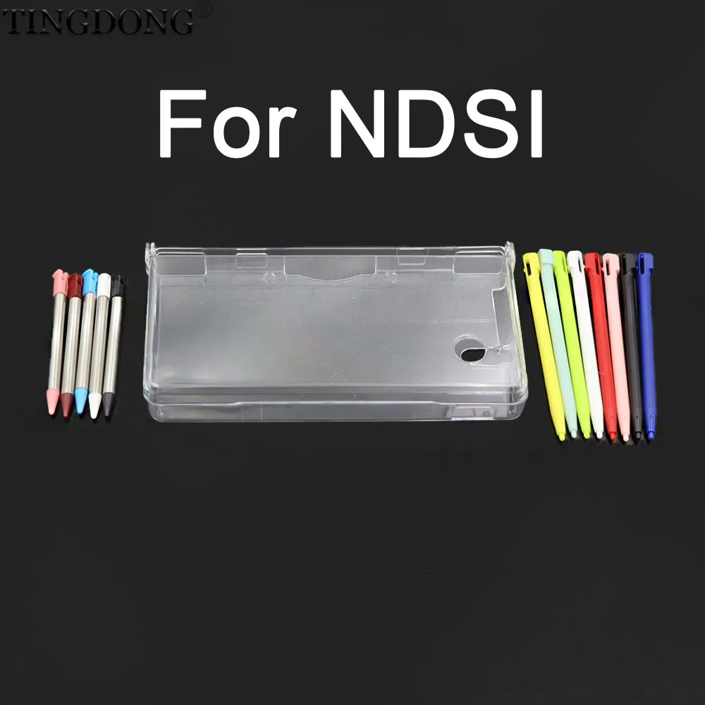 1Set transparente Kristall-Schutzhülle für NDSi, harte PC-Hülle mit Stylus-Touch-Stift, einziehbarer Stift, Spielkonsolen-Zubehör
