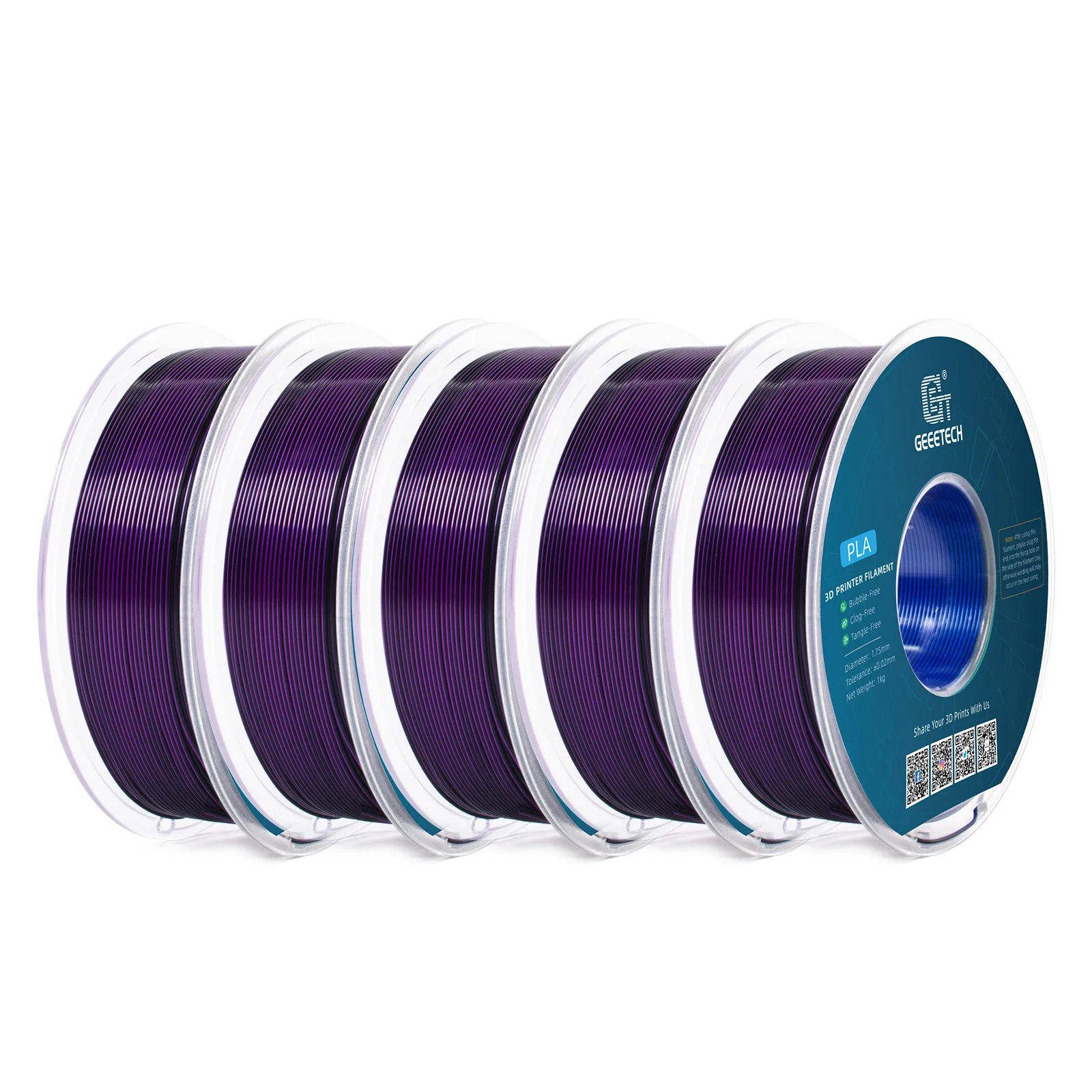 

Geeetech 5Rolls Three Tri Color Silk PLA Filament , 3D Filament 1,75 mm Spool Wire (+/-0.02mm) Vacuum packaging, special color
