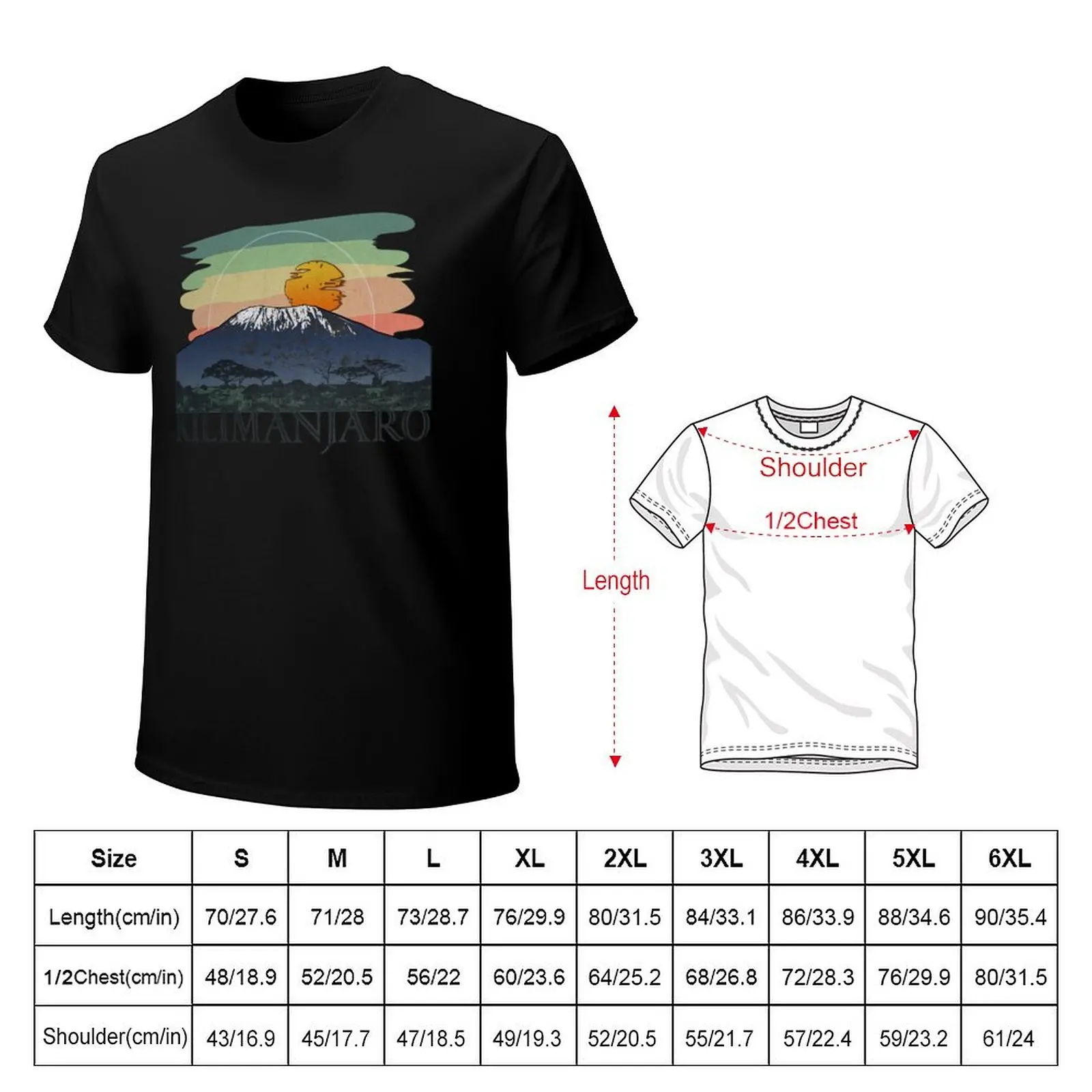 Kilimanjaro volcano Ukiyo-e T-Shirt Minimalist Casual Short Sleeve Top