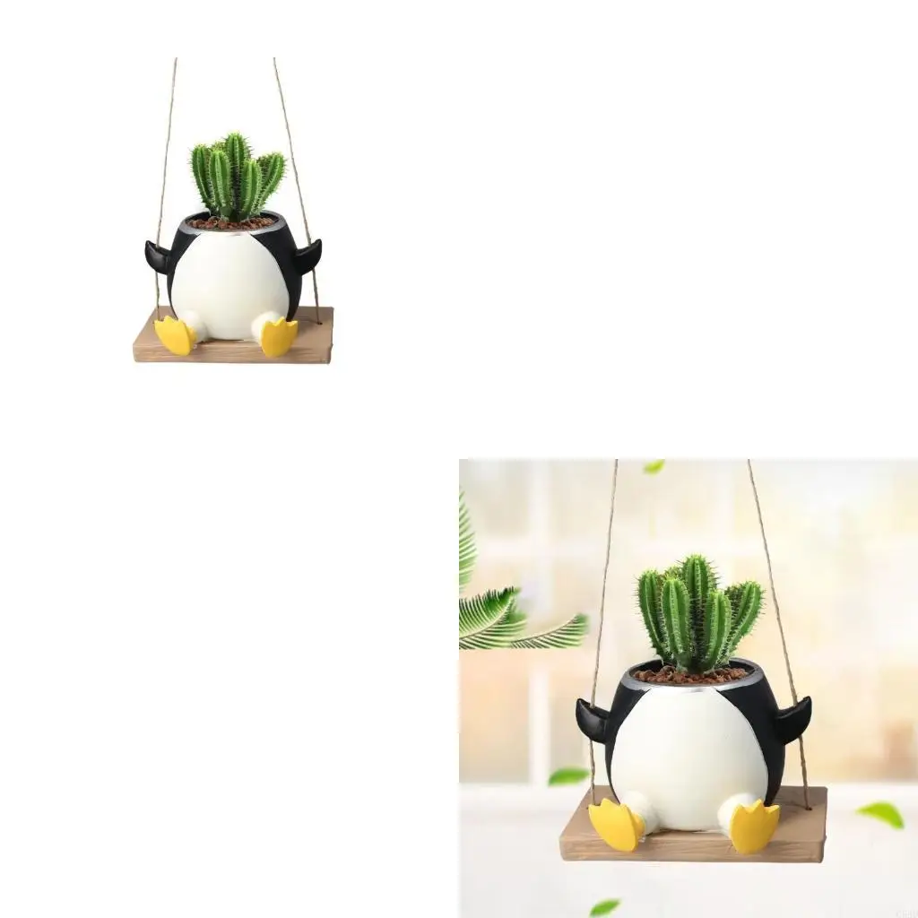 

Swing Planter Pots Swing Penguins Planter Pots for Indoor Outdoor Hangings Planter C5AD