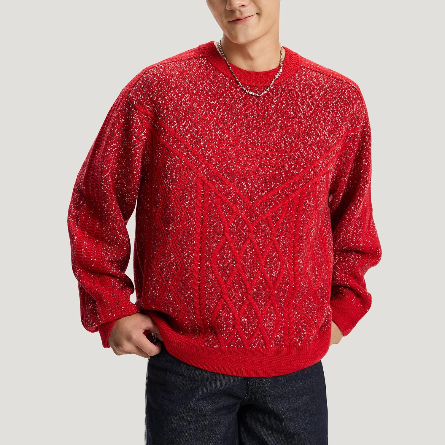 

Adidas genuine clover men's and women's New Year's trendy knitted pullover KT0693