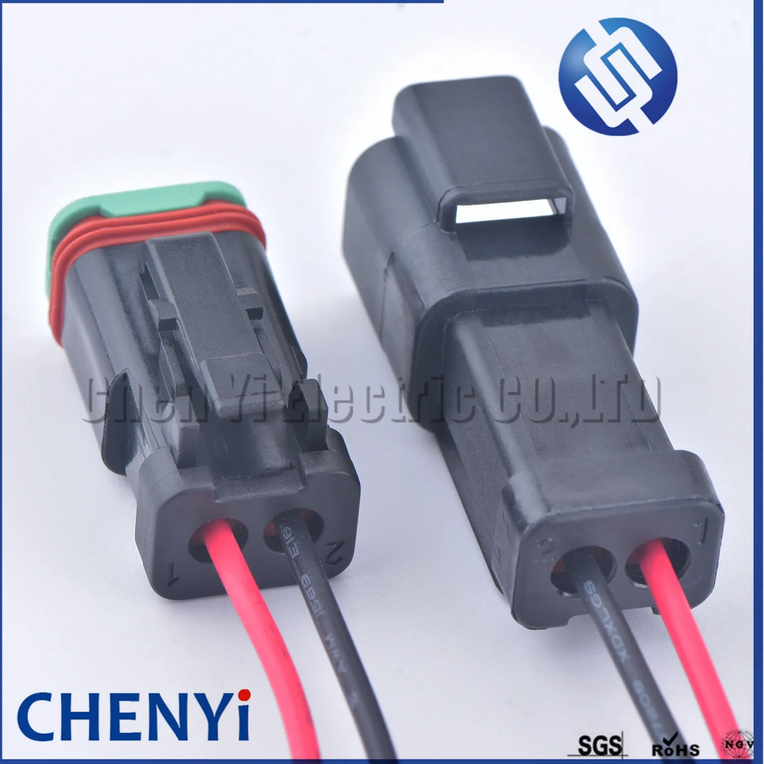 Deutsch DT series black 2 Pin Auto Waterproof Connector excavator headlight boom light Wire Harness pigtail Plug DT06-2S DT04-2P