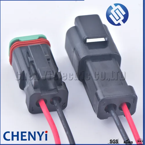 Imagen 2 del producto Deutsch DT serie negro 2 pines Auto conector impermeable excavadora faro boom luz arnés de cables enchufe pigtail DT06-2S DT04-2P