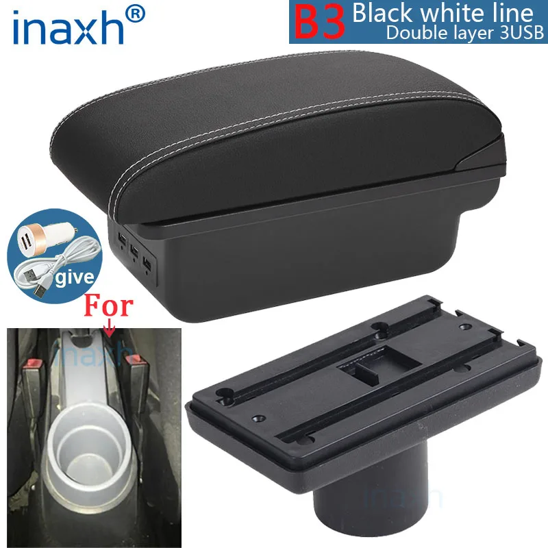 Ibiza 6l Accoudoir Central Seat Ibiza 6J 2008-2016 - Cuir Noir Avec Ports USB Et Rangement Accessoire Auto Ibiza 6j
