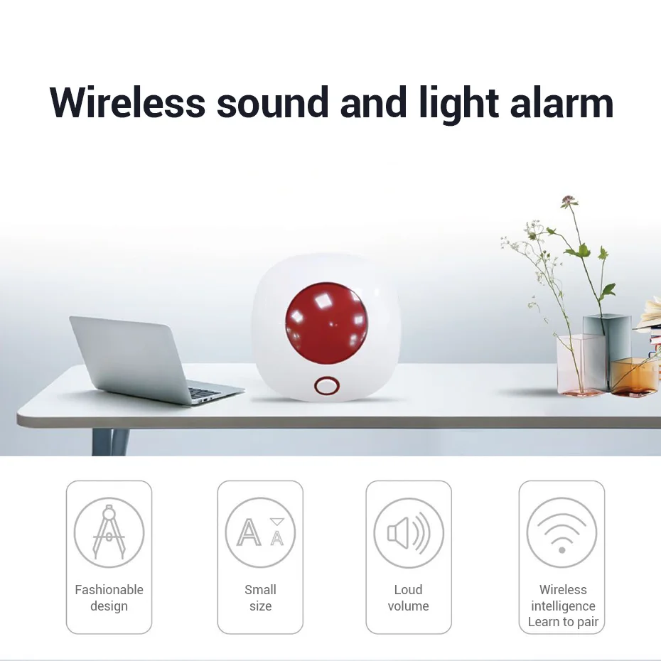 KERUI 110db بصوت عال إنذار صفارة الإنذار ستروب الضوء الأحمر 433MHz اللاسلكية داخلي وامض القرن لنظام إنذار G12 G20 G30 G34 G60B G70