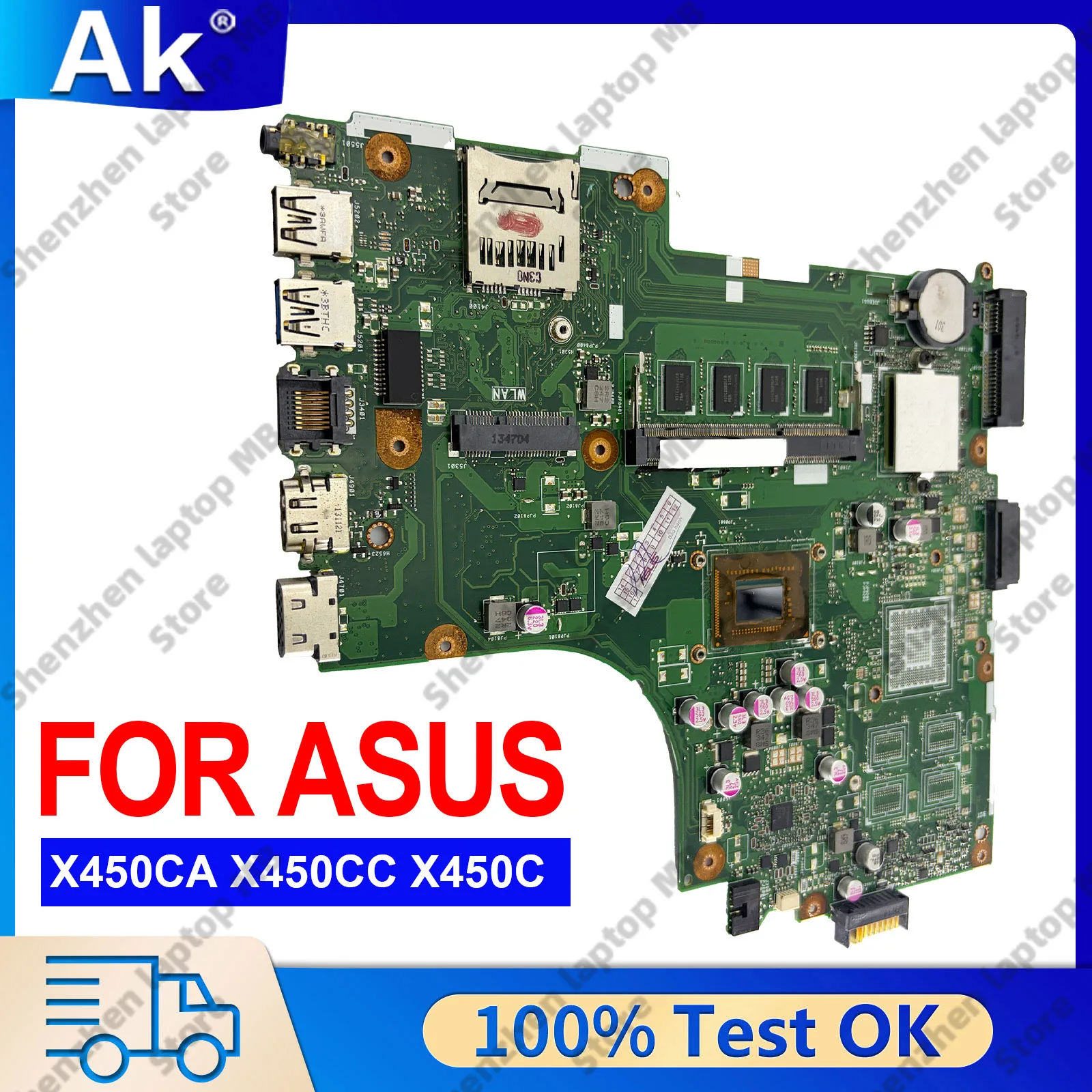 Placa-Mãe para Notebook ASUS VivoBook X450CL X452C X450CP Y481C K450C X450CC A450C X450C X450CA com CPU I3 I5 I7