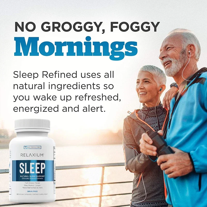 Natural sleep aid, sleep supplement to extend sleep and relieve stress, contains magnesium, melatonin, GABA, chamomile