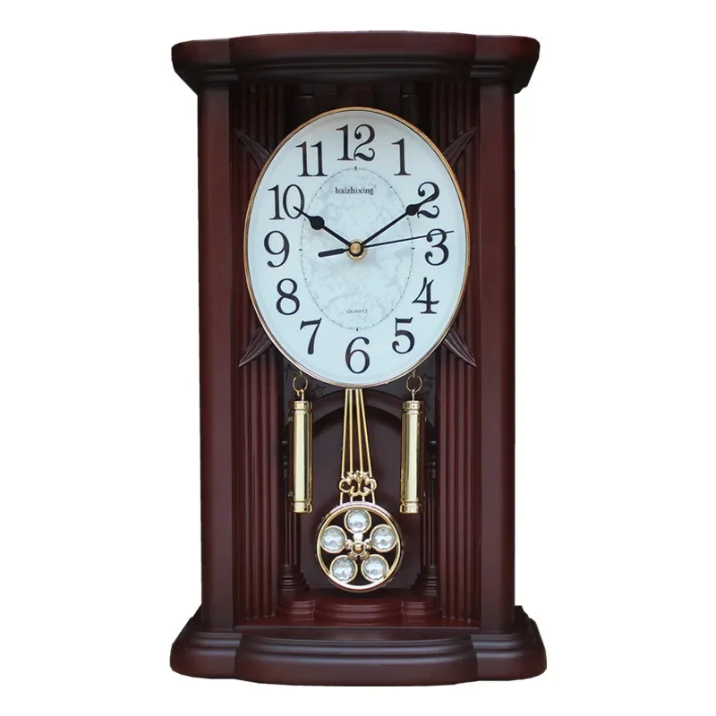

#Desk clock Living room Chinese style timekeeping table clock Bedroom silent quartz European retro pendulum sitting