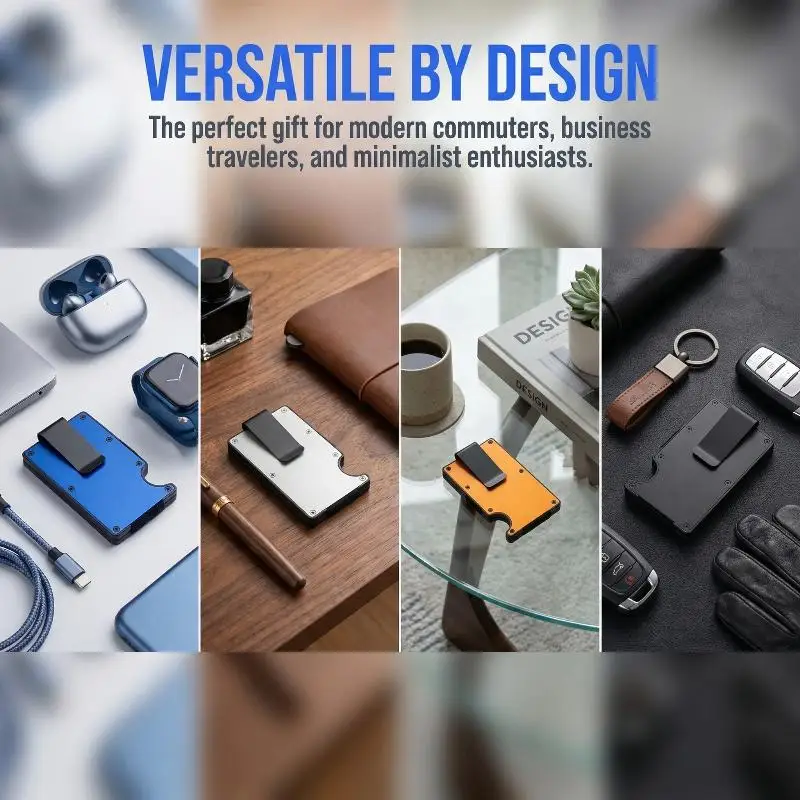 Porte-cartes minimaliste/portefeuille financier, unisexe, portefeuille RFID ultra-fin