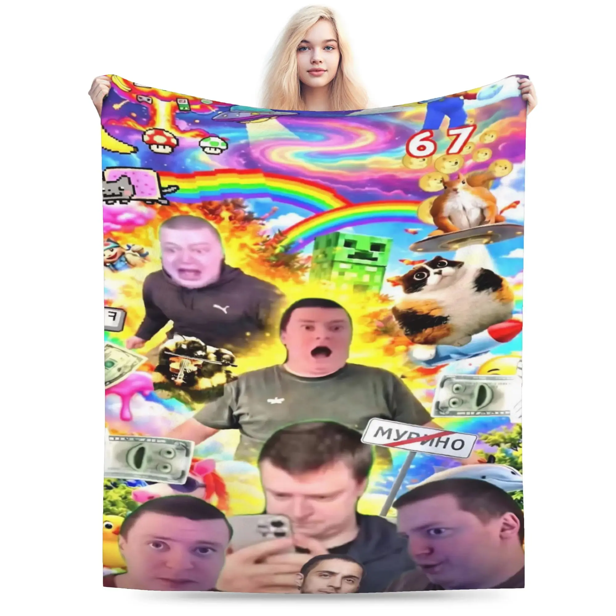 Super Soft Funny Mellstroy Throw Blanket Premium Fleece Flannel Lightweight  Bed Blanket Cozy Fluffy Blankets All Season Use
