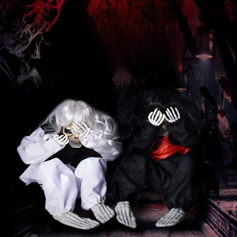 Crying Ghost Halloween Decoration Haunted House Props Bar Trick Props Chamber Madhouse Will Vibrate Female Ghost for Halloween
