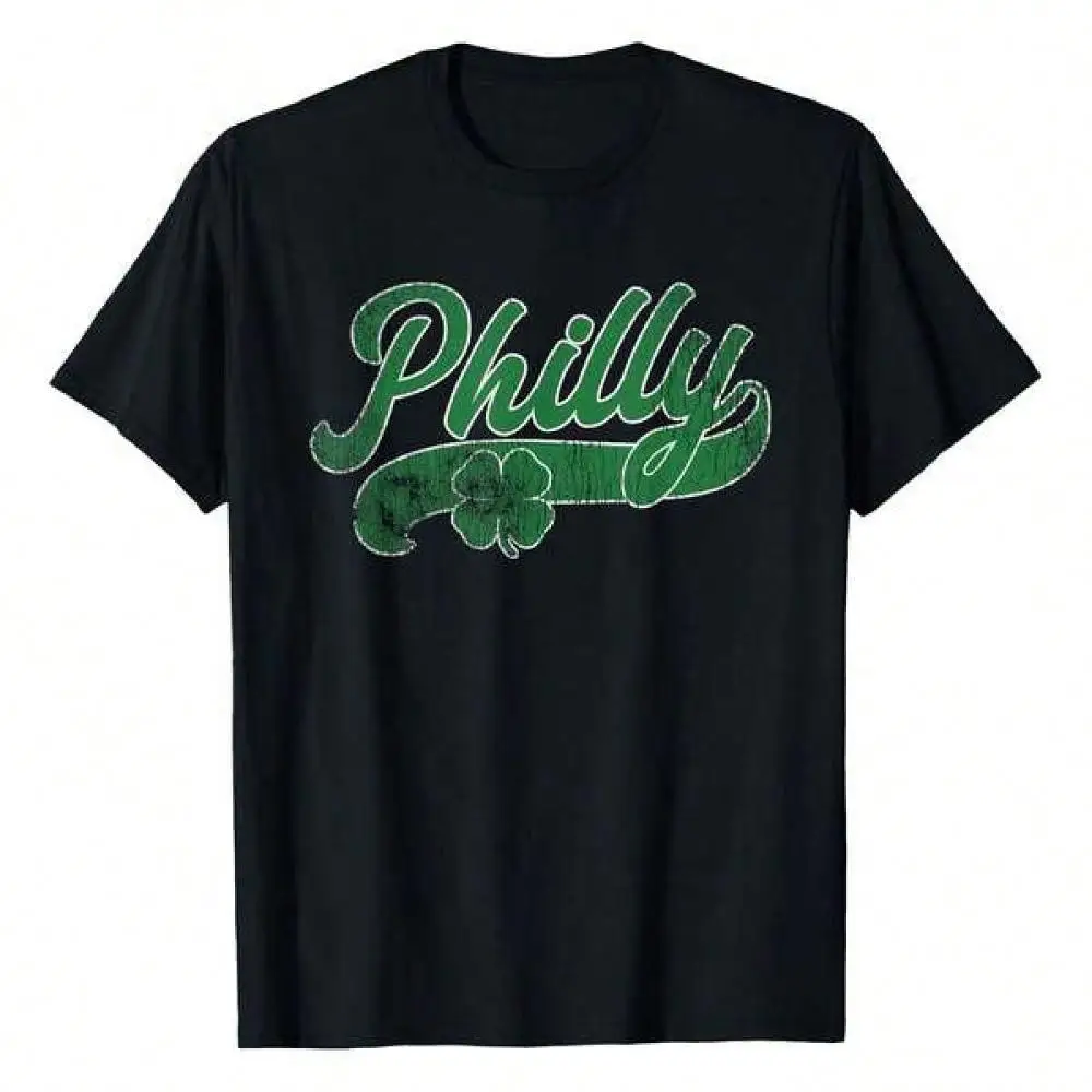 Fashion Street Pattern Graphic Top Tees, Valentines Gifts, Philly Philadelphia Shamrock St. Patrick s Day Gift Irish T-Shirt Cool Slogan Pringtin