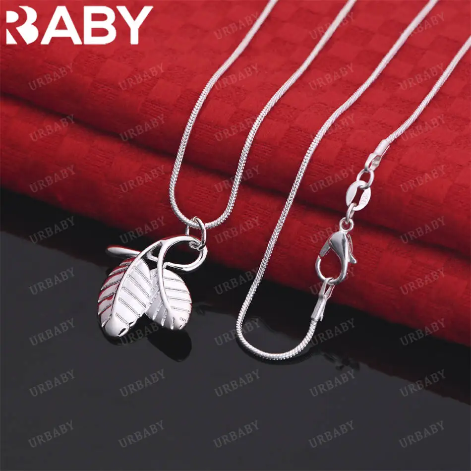 

URBABY 40-75cm 925 Sterling Silver Leaf Pendant Necklace For Women Men Creativity Gifts Street All-match Party And Daily Wear