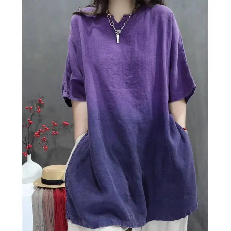 2026 New Tie-dye Retro Oversized Shirt For Women, Loose Fit, Versatile, Unique  mid-sleeve Top Bandage Sexy Midi