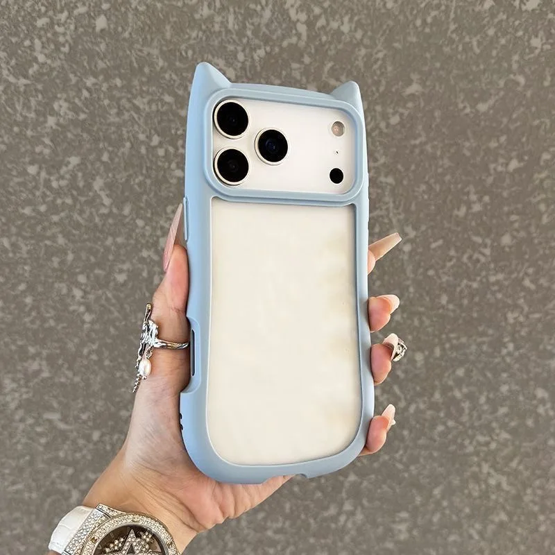 Weiche Silikon-Handyhülle mit niedlichen Katzenohren für iPhone 17 Pro Max Air 16 13 15 14 12 11 XS Max – Transparente, stoßfeste Rückabdeckung