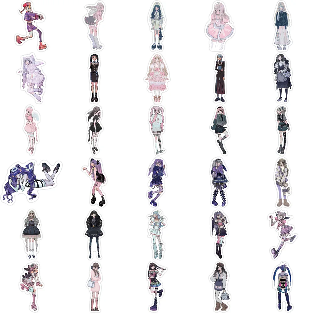 Domi Girl Graffiti autocollants, guitare décorative, cahier, bagages, papeterie, bricolage, étanche, moderne, 63 pièces