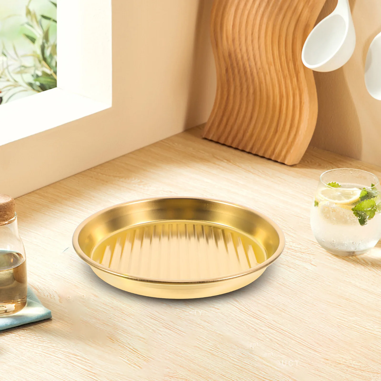 

Stainless Steel Barbecue Plate 28Cm Round Multi-Functional Grilling Dish For Outdoor Bbq Picnics Steak Snacks Fried Foods