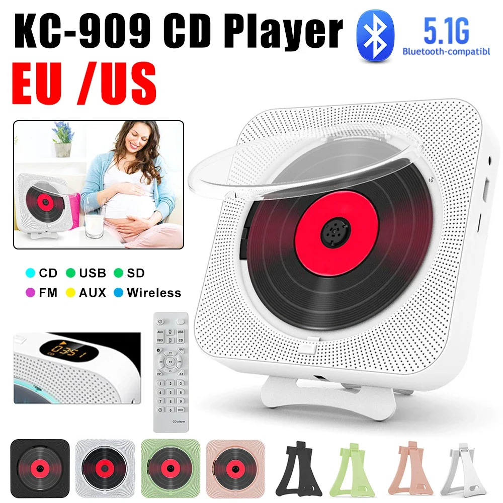 Portable CD Music Player LED Display Bluetooth-compatible 5.1 3.5mm CD Players Stereo CD Player Infrared Wireless Remote Control