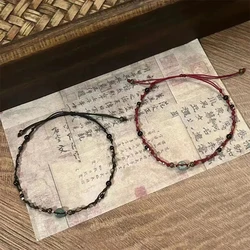 Retro Chinese Style Adjustable Handmade Braid String Bracelet Beaded Charm Bracelet Bangle Fashion Couple Adjustable Bracelet