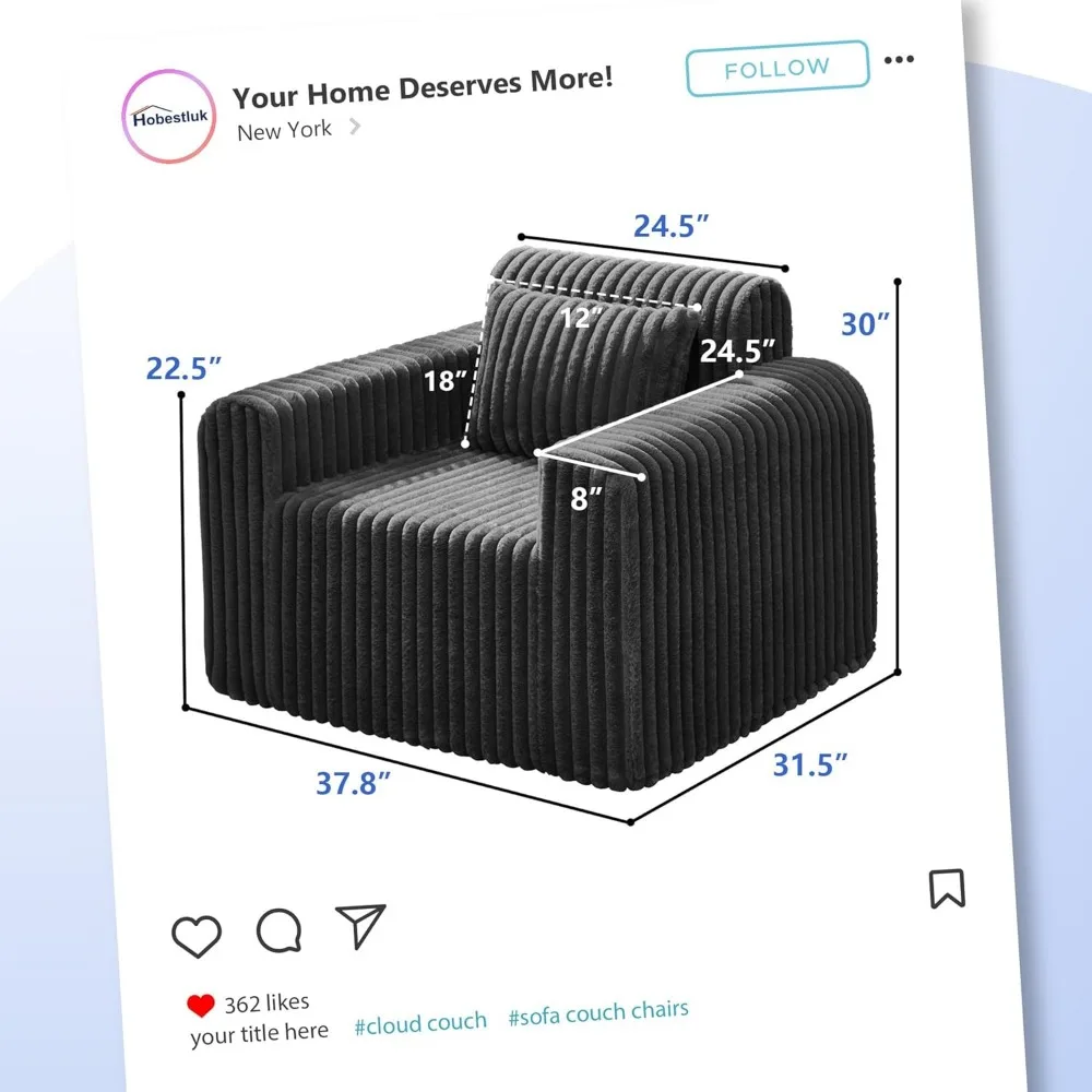 Divano compatto in schiuma per piccoli spazi abitativi: accogliente divano peloso con fodera e cuscini rimovibili