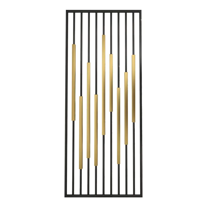 

Small apartment office commercial stainless steel new Chinese metal wrought iron screen partition
