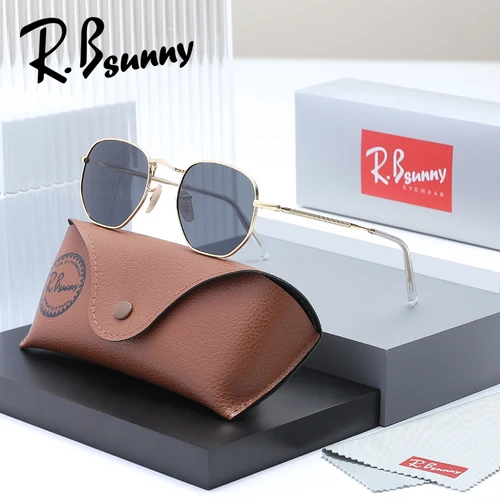 Imagen 1 del producto RBsunny gafas de sol de moda cuadradas polarizadas hombres mujeres UV400 Vintage Metal marco fino gafas de conducción gafas de aleación de lujo