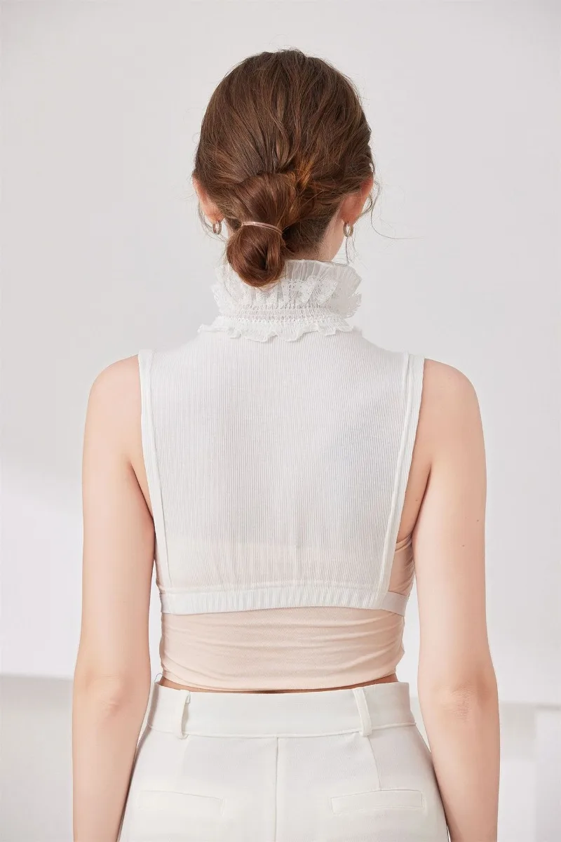 러플 탈부착 셔츠 칼라 액세서리 여성 장식용 넥웨어 스웨터 후디 가짜 칼라