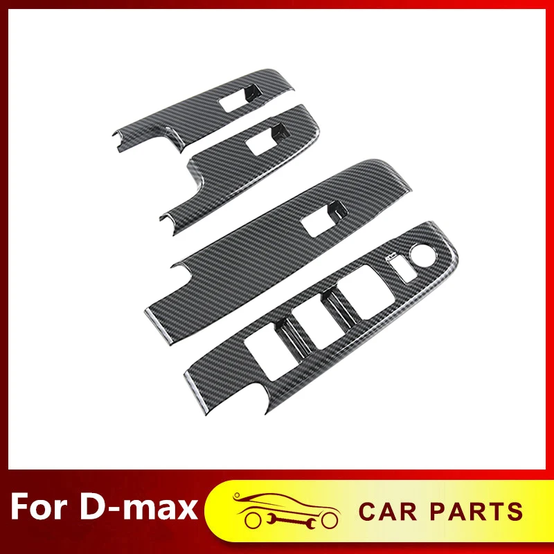 

ABS Car Window Rises Cover Window Lift Button Panel Decorative Cover For 2021 2022 Isuzu D-max Dmax Carbon Fiber Color Interior