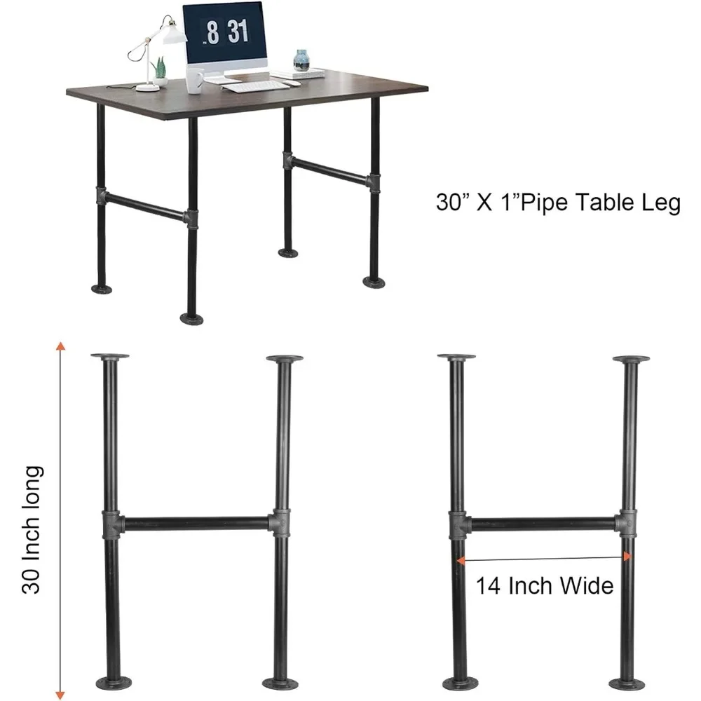 30 Inch Industrial Table Legs, 2 Pack Grey Steel Metal Pipes Vintage Furniture Legs, for Coffee and End Table Legs, 30 in