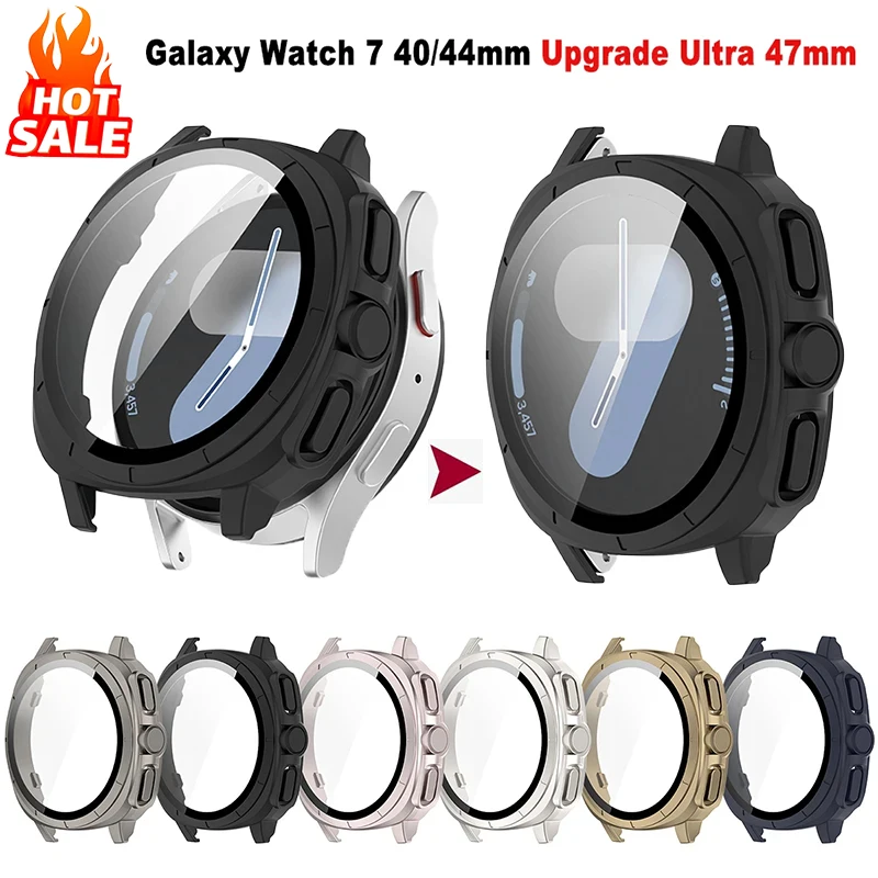 Upgrade Ultra Case for Samsung Galaxy Watch 7 40mm 44mm Tempered Glass Film PC Protector Cover for Galaxy Watch Case Accessories