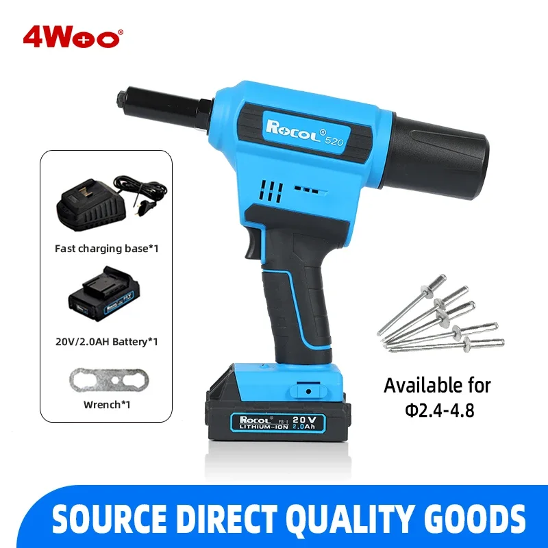 RL-520 Lithium Battery Rivet Gun 2.4mm-4.8mm 18v 20v Handheld  Machine Electric ing Tool with Extended Barrel