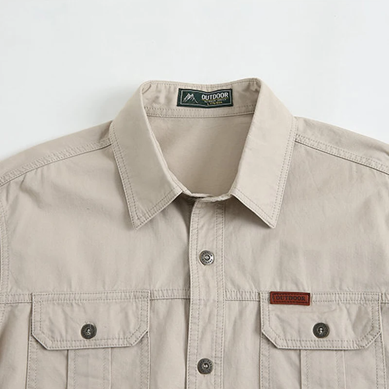 2023 Spring Autumn Denim Men Shirts Long Sleeve 100% Cotton Outdoor Sports Army Military Casual Shirts Hiking Camping Clothing