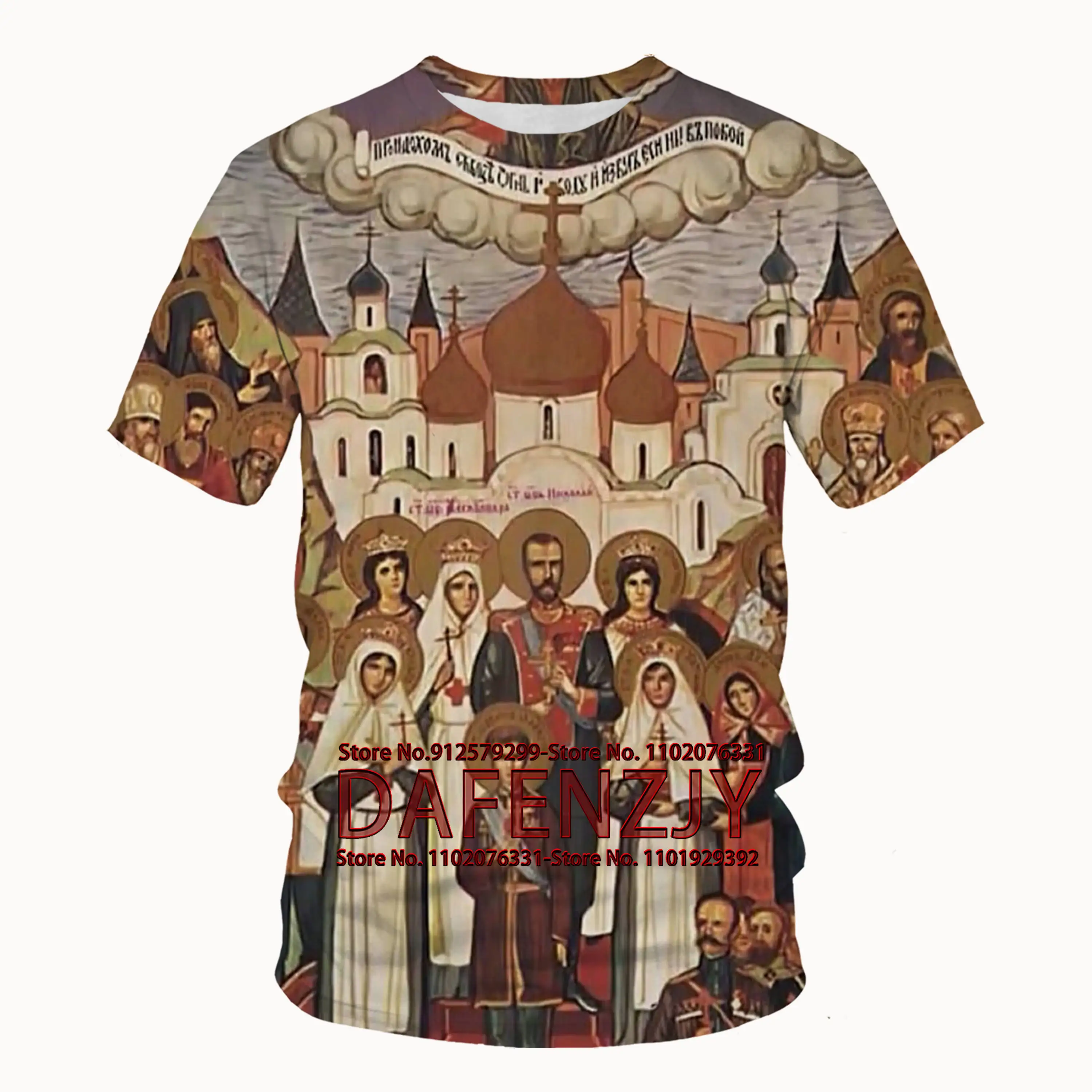 Vintage Christian Cross T Shirt For Mens Eastern Orthodox Church 3d Print Short Sleeve Top Tee