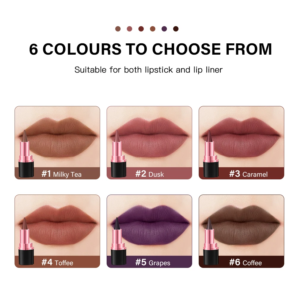 Waterproof Tapered Gradient Lip Liner Multi-functional Matte Purple Gradient Lipstick Non Sticky Lipliner Crayon Liner Pencil