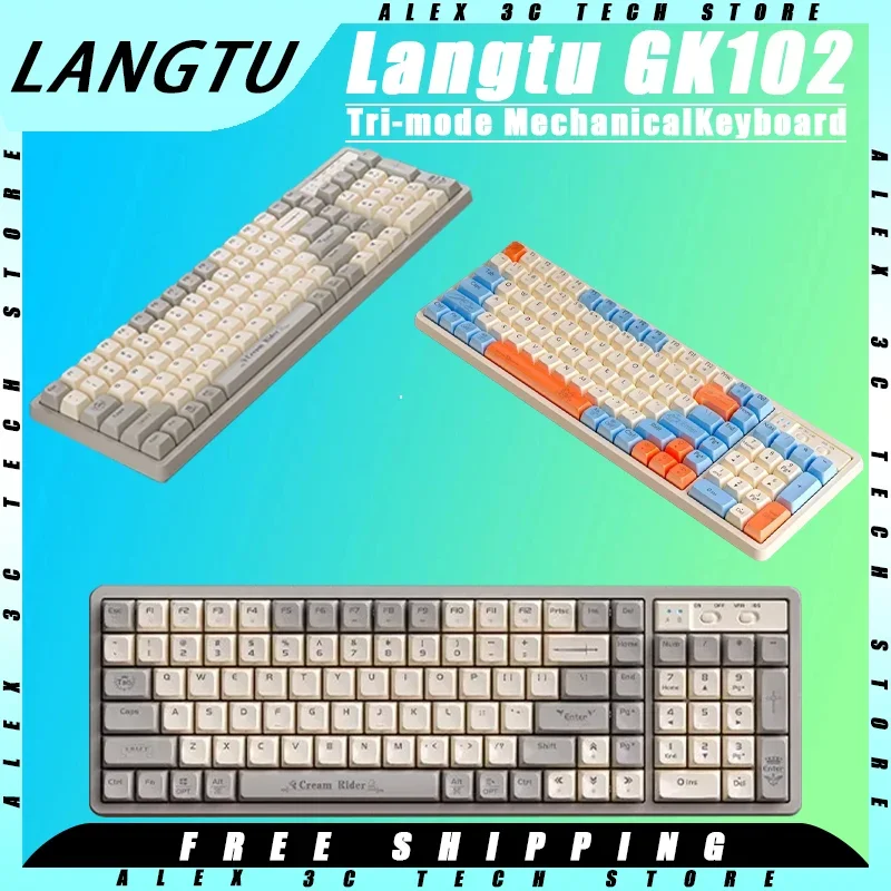 

Langtu GK102 Mechanical Keyboard Tri-mode Wireless Hot Swappable Gasket Structure 102keys Gaming Keyboard Pc Gamer Accessories