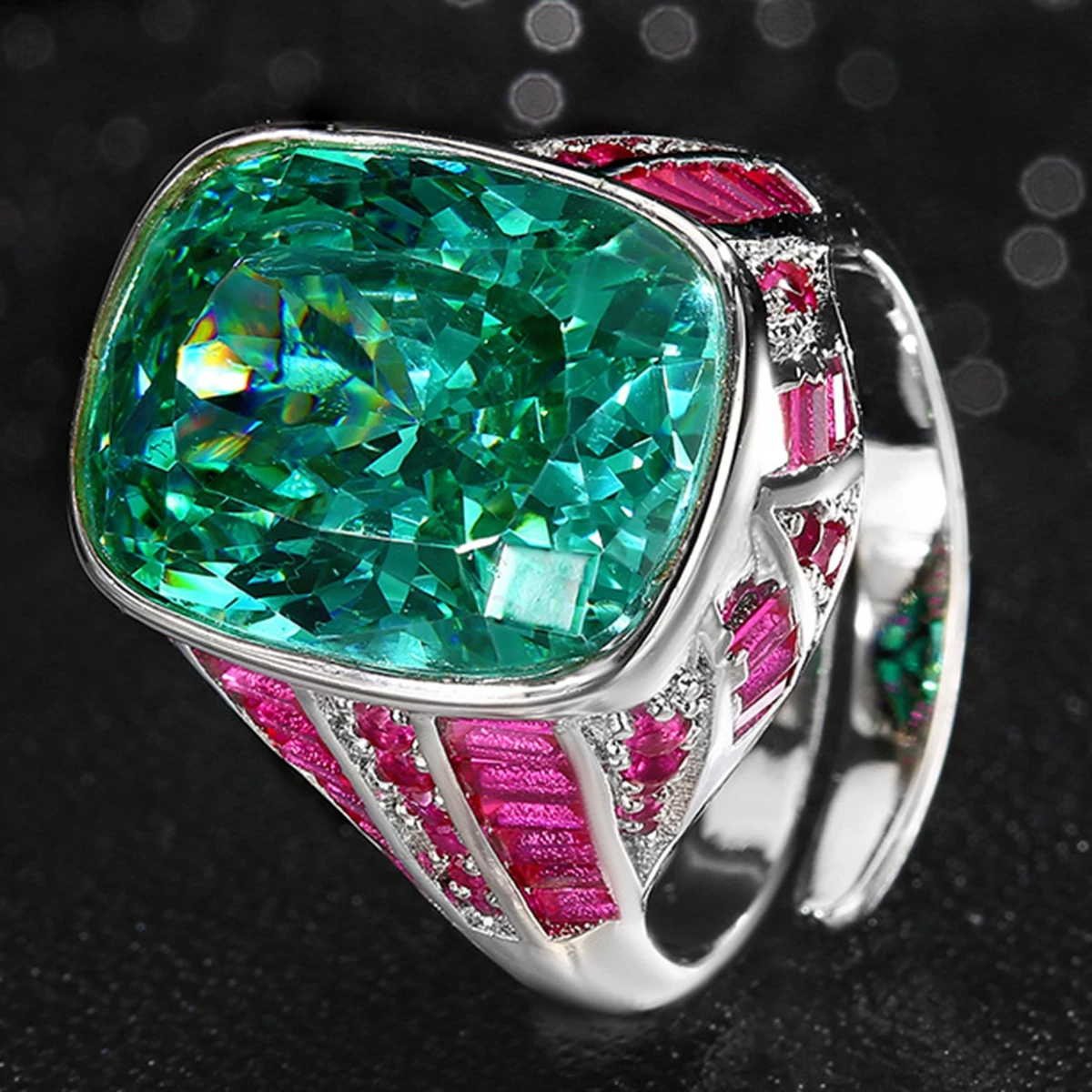 

Кольца KQDANCE с крупным камнем огранки «радиант» 12*16 мм: лабораторный красный рубин, темно-розовый сапфир, синий параиба, зеленый драгоценный камень, высокоуглеродистый бриллиант