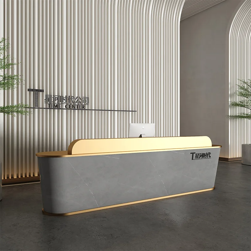 

Simple Modern Company Reception Desks Hotel Dental Painted Reception Desks Beauty Counter Office Furnitur Военное ДелоZY40JDT
