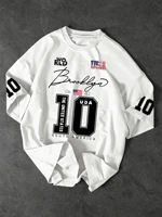 T-shirt surdimensionné à imprimé style Brooklyn USA 10, streetwear pour hommes, tee-shirt vintage en jersey 2