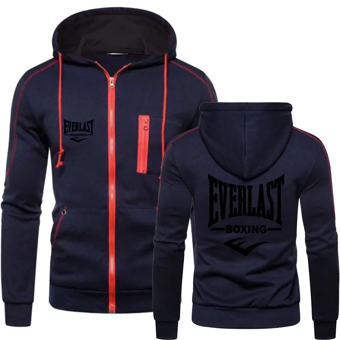 ใหม่ EVERLAST กีฬาผู้ชายแฟชั่นซิป hoodie Solid Blazer กีฬาผู้ชายสบายๆชุดกีฬาฤดูหนาว