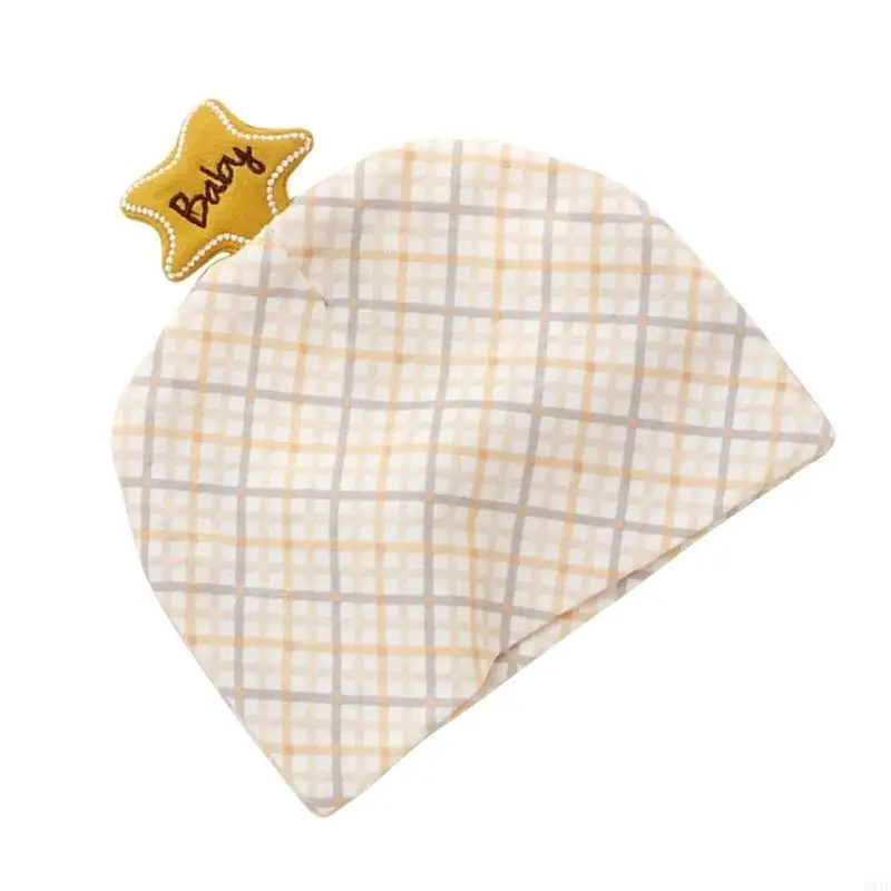 581F Infant Baby Hospital Hat Newborn Ear Boneless Muslin Hat for Infant 0-3M Lovely Print Breathable Baby Hat