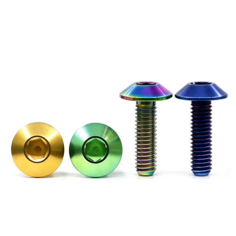 Titanium Alloy Pan-Head Hex Socket Screws M5 M6 M8 Round-Head Hex Socket Screws Suitable for Motorcycles/Bicycles Lengths:6-35mm