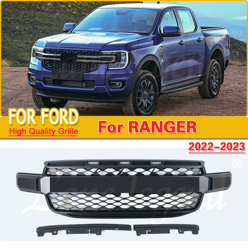 

New For Ford Ranger Raptor T9 2022-2023 Sport Letter With lampLED Lights Front Grills style Grille 4X4 Accessories