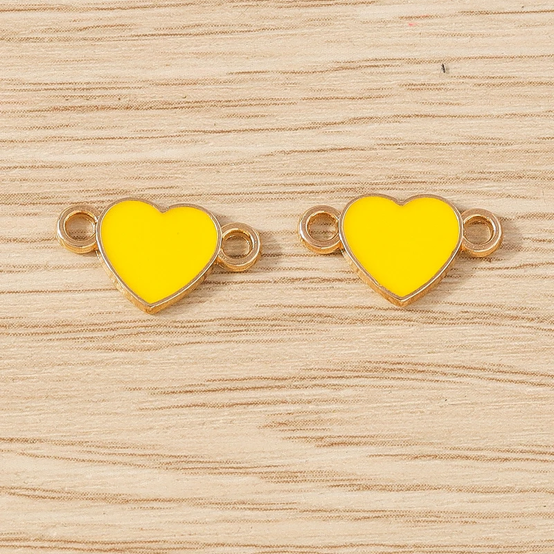 10 stücke 16x9mm niedlichen Doppel loch Emaille Liebe Herz Charms Anschlüsse für Schmuck machen DIY handgemachte Armbänder Halskette Handwerk Geschenk – Detail 10