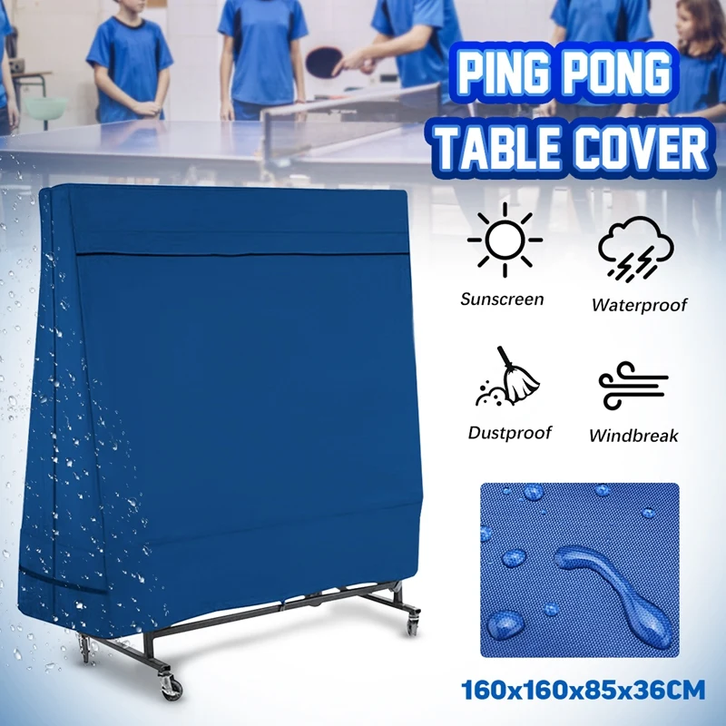 Copertura per tavolo da ping pong pieghevole per esterni 160x160x85 cm Panno Oxford Custodia protettiva per mobili antipolvere impermeabile