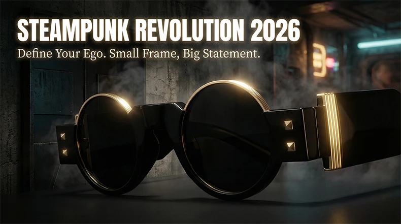 Kleine Runde Steampunk-Sonnenbrille für Herren 2026 Luxusmarke Y2K Punk Sonnenbrillen für Männer Retro Fahrbrille UV400 Schutz – Detail 1