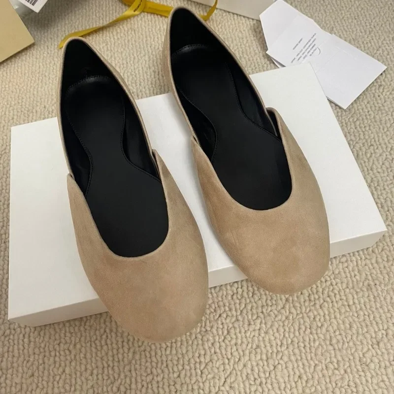 High Quality Calf Suede Shallow Mouth Flat Mules Shoes for Women