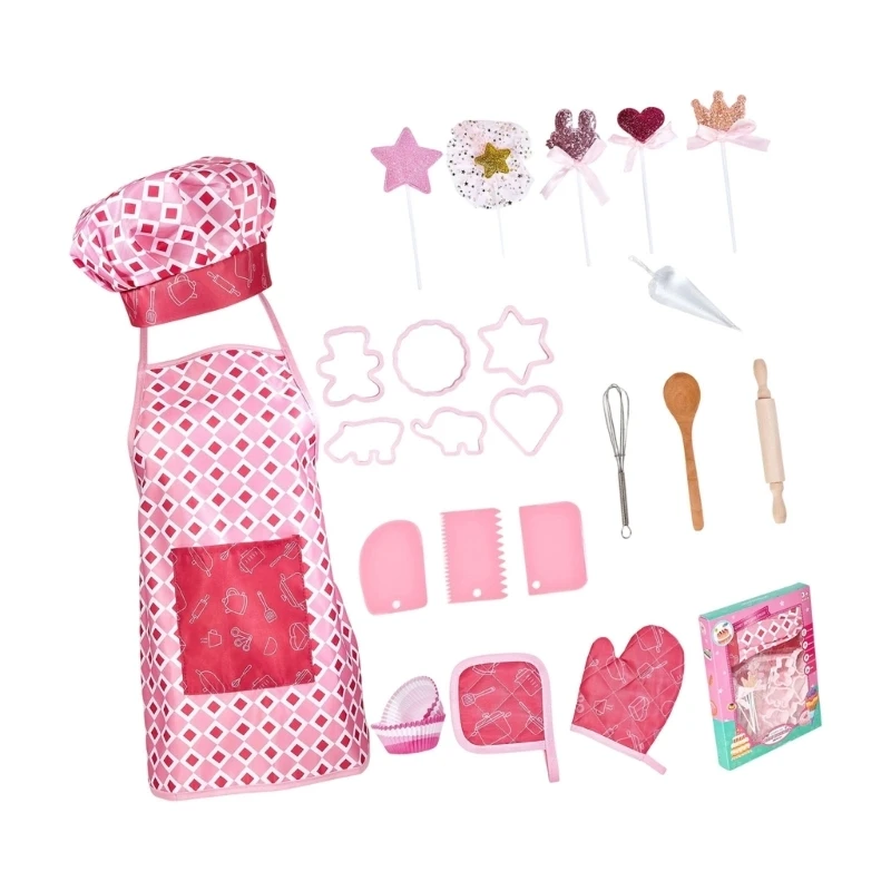 Interactive Kids Cooking Baking Costume PlaySet with Kitchen Apron and Utensils 15UB