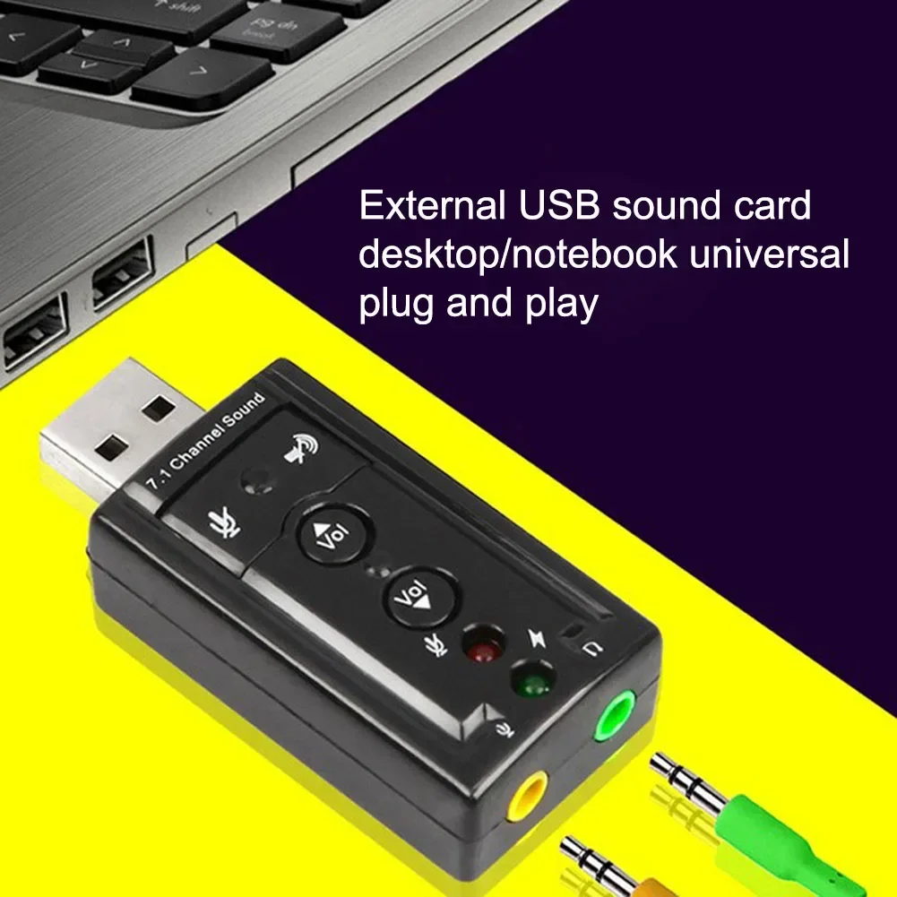 

Driver-free USB Sound Card Audio Adapter 5.1 Channel Microphone Headphone Audio Adapter For Stereo Sound