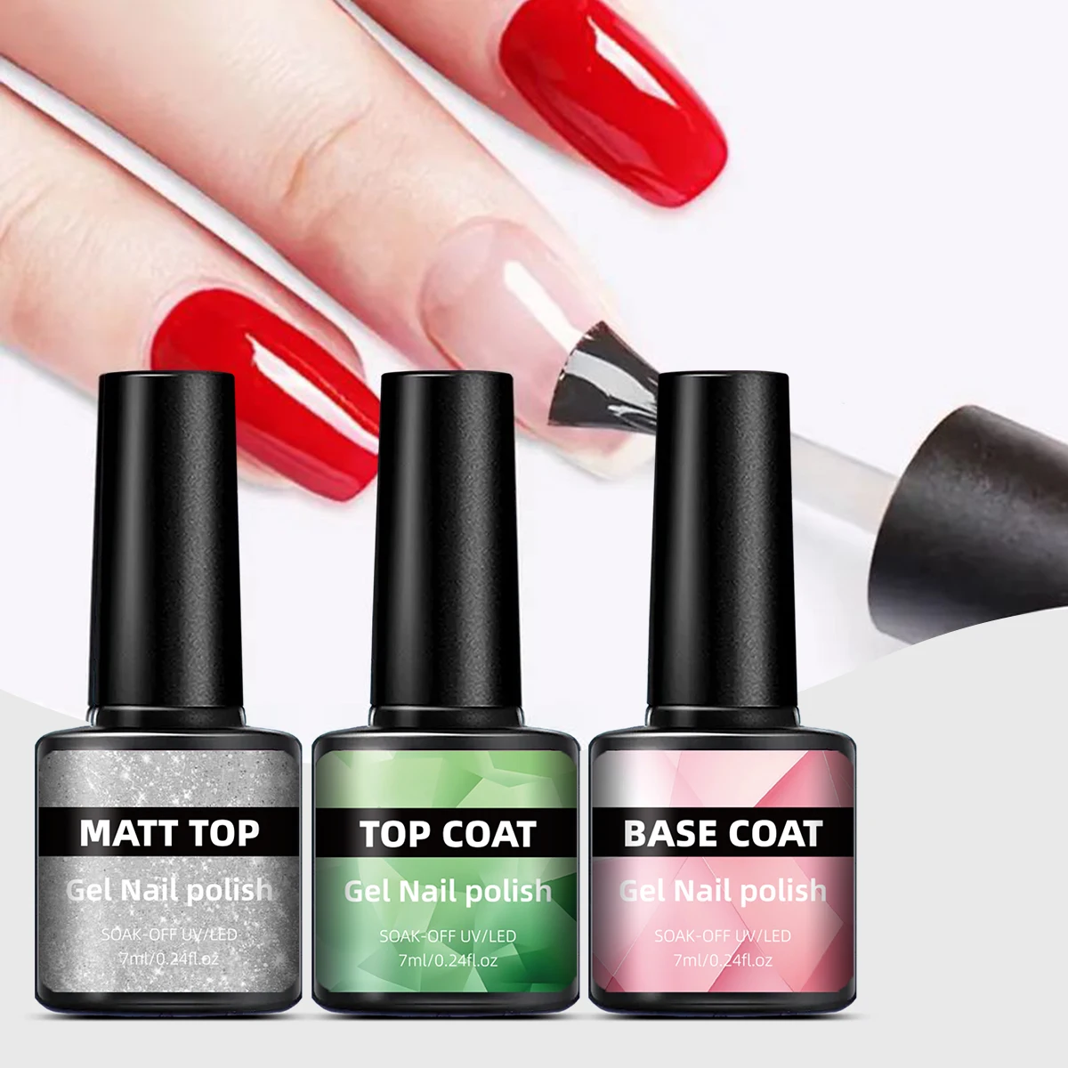 Faandin 0.24oz*1 Bottle Nail Art Base Gel, Base Coat, Glossy Top Coat, Matte Top Coat, Gel Nail Polish, Special for Nail Art, Reinforcement, Crystal Coating, Matte Effect, Easy Operation, Removable Nail Polish Gel, Essential Item for Nail Art Enthusiasts, Nail Salon Special Nail Polish Gel